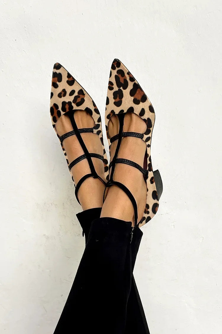 Deema | Leopard Strap Ballet Heels