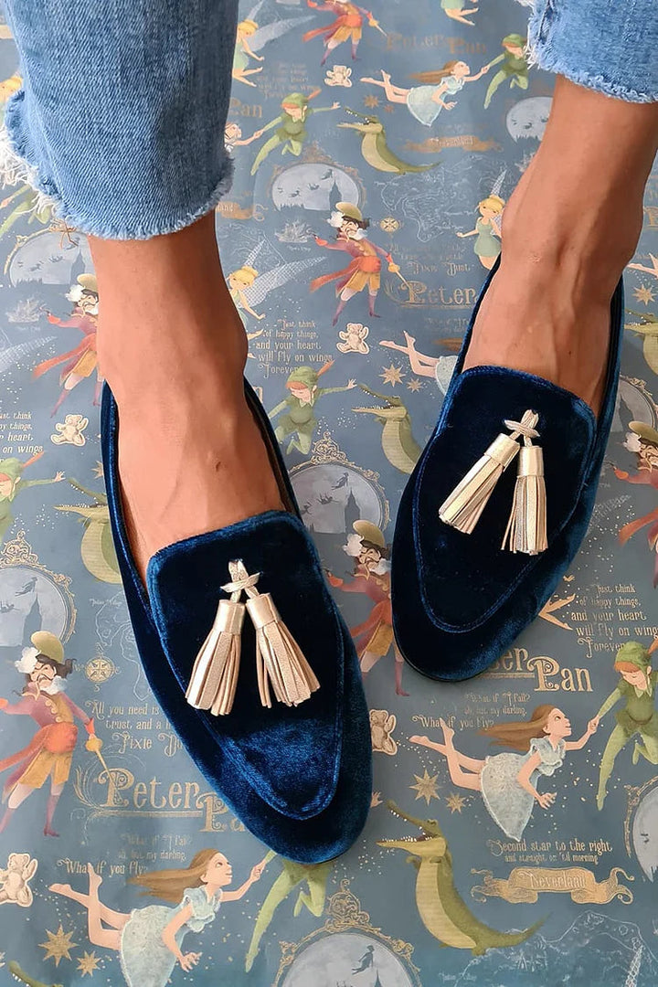 Misk | Midnight Elegance Loafers with Champagne Tassels