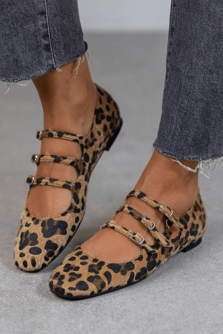 Duaa | Leopard Buckle Flats
