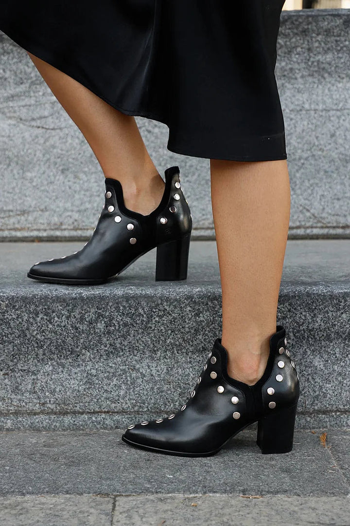 Nehal | Studded Ankle Boot With Wide Heel