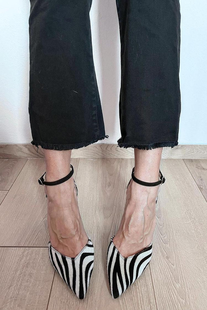Amira | Zebra Print Pumps With Ankle Strap