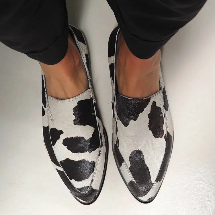 Tahani | Cow Print Slip-Ons