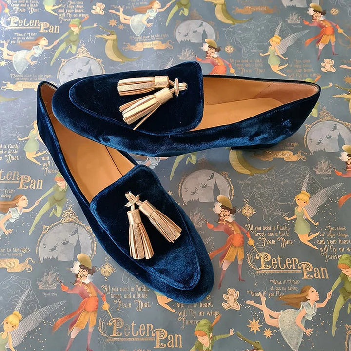 Misk | Midnight Elegance Loafers with Champagne Tassels