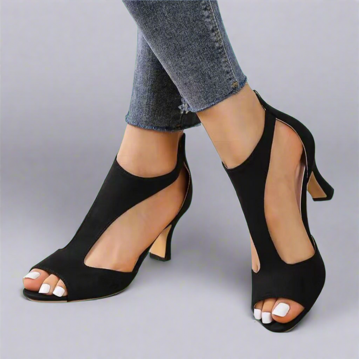 Lulwa | Cutout Peep Toe Heels