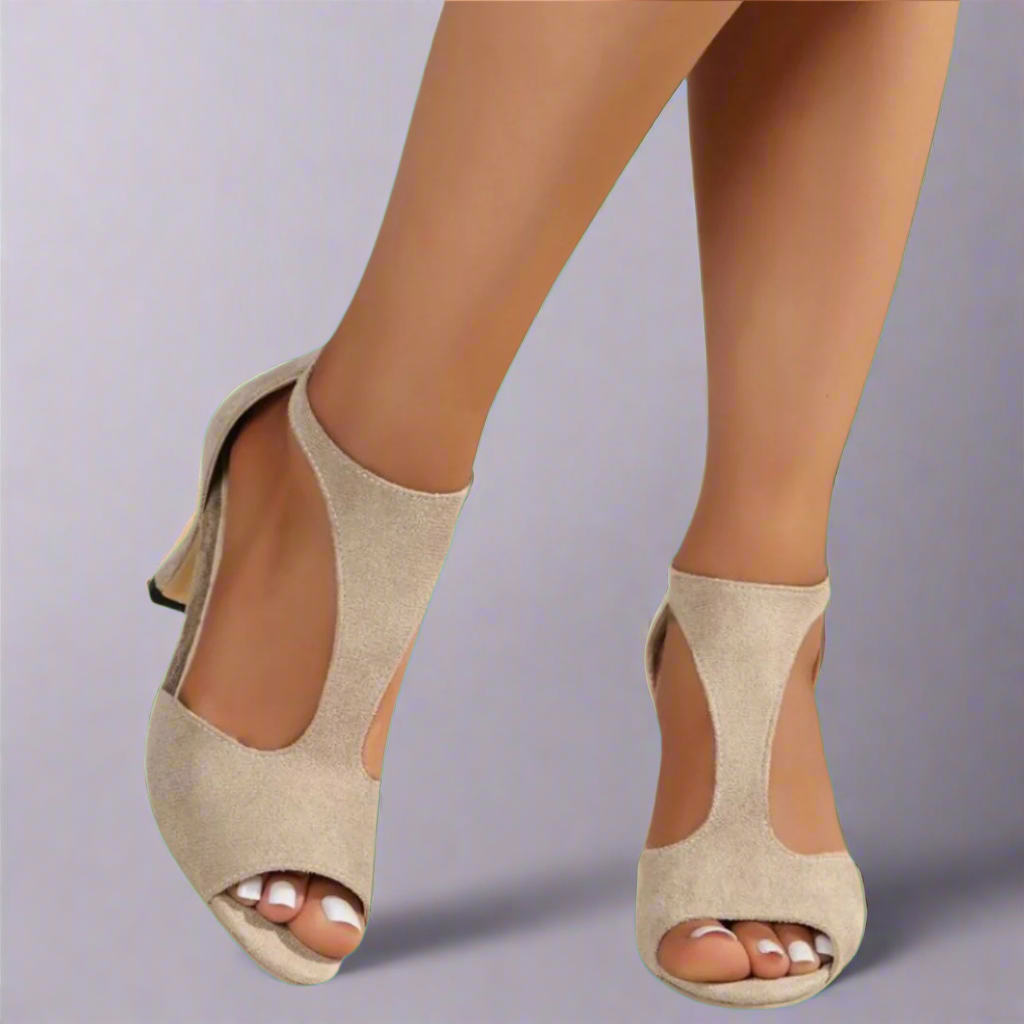 Lulwa | Cutout Peep Toe Heels