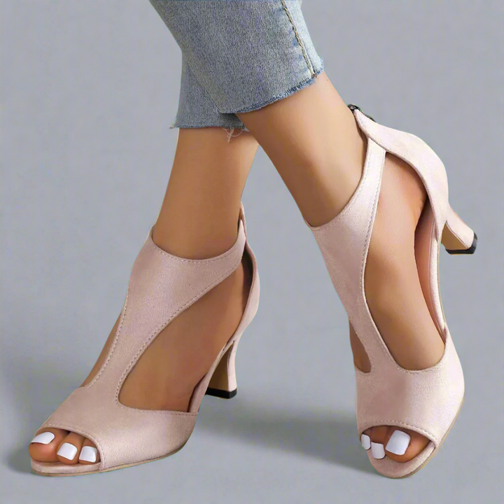 Lulwa | Cutout Peep Toe Heels