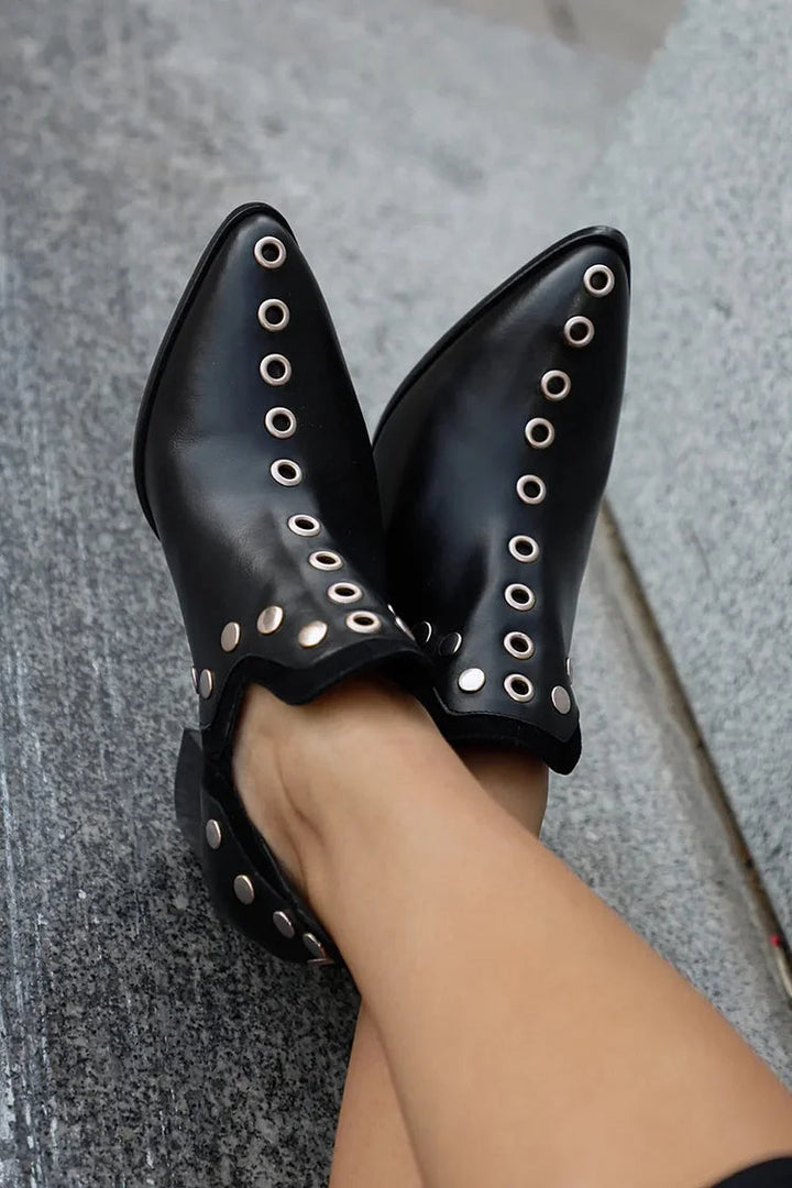 Nehal | Studded Ankle Boot With Wide Heel