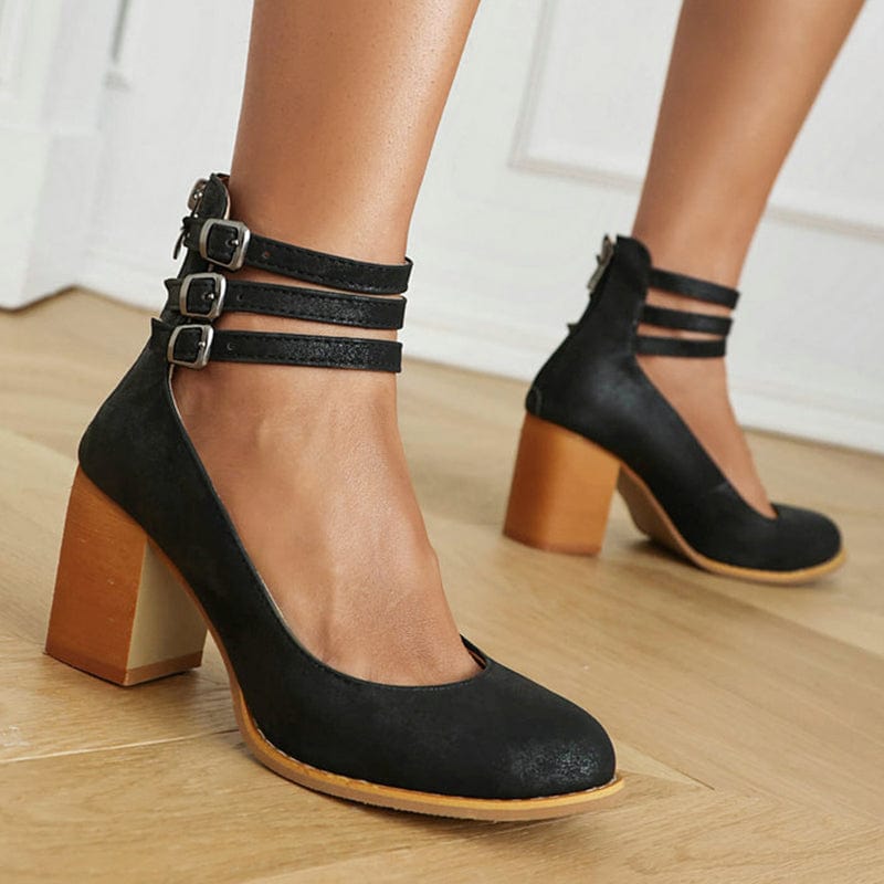 Reem |  Triple Buckle Heels