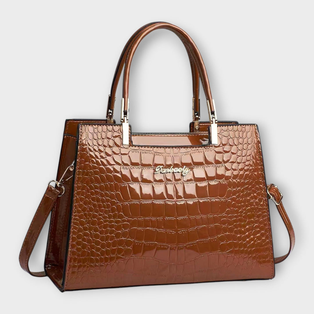 Bushra | Glossy Crocodile Pattern Handbag