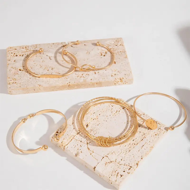Modern Harmony | Gold Bangle Bracelet Set