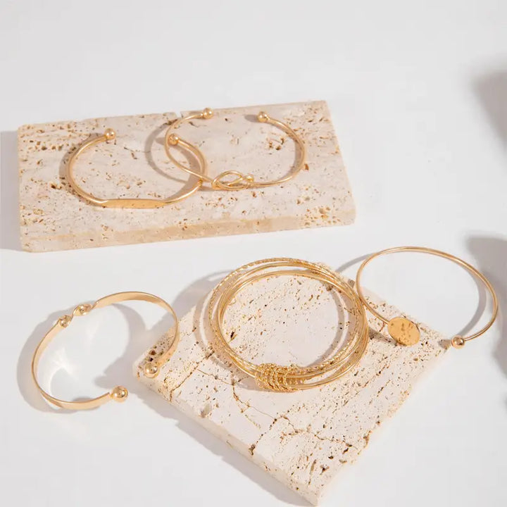 Modern Harmony | Gold Bangle Bracelet Set