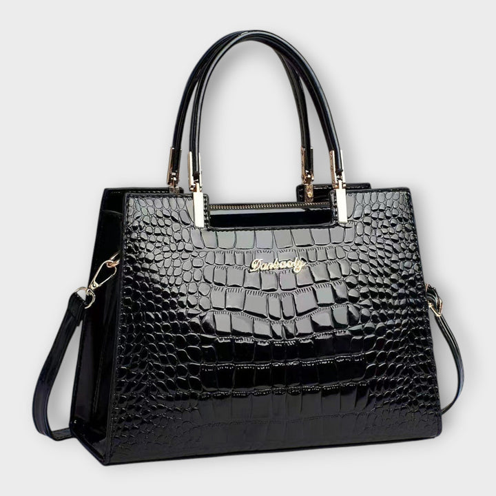 Bushra | Glossy Crocodile Pattern Handbag