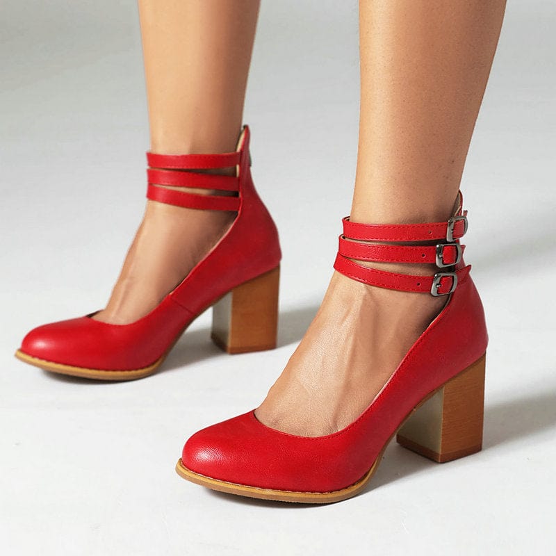 Reem |  Triple Buckle Heels