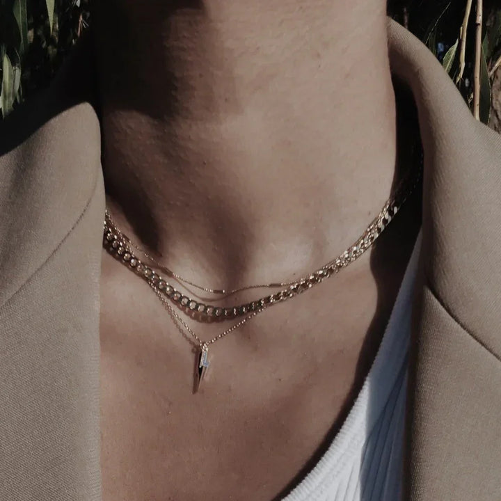 Flat Link | Gold Curb Chain Necklace