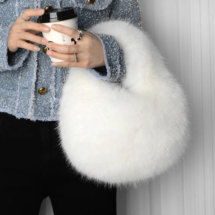 Amal | Faux Fur Half-Moon Shoulder Bag