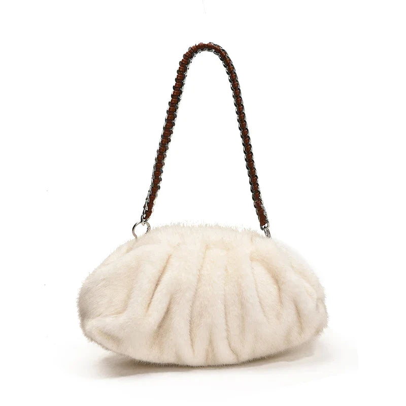 Alya | Pleated Faux Fur Shoulder Bag