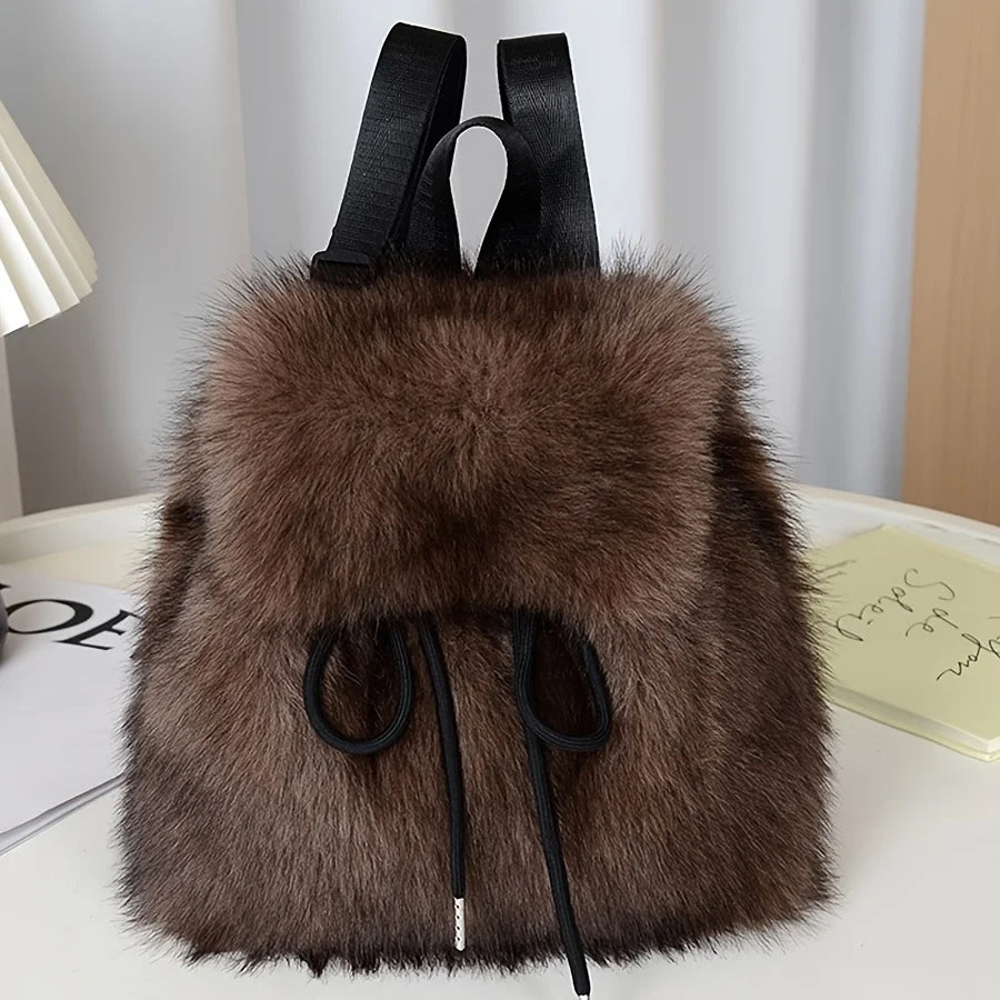 Dalal | Faux Fur Drawstring Backpack