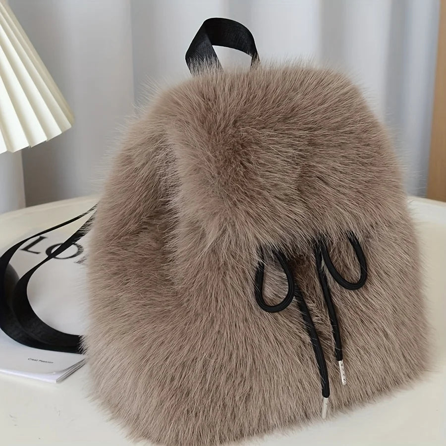 Dalal | Faux Fur Drawstring Backpack