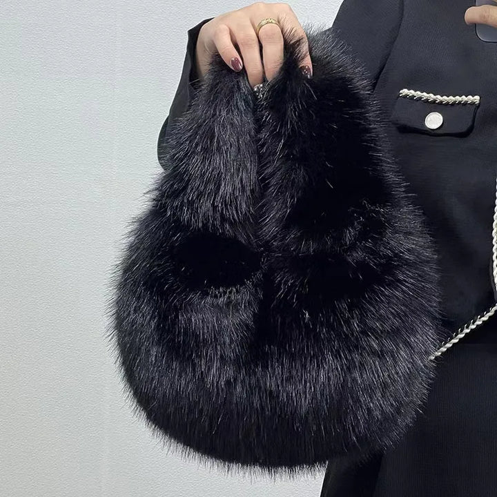 Amal | Faux Fur Half-Moon Shoulder Bag