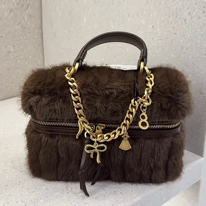 Noura | Faux Fur Mini Box Shoulder Bag