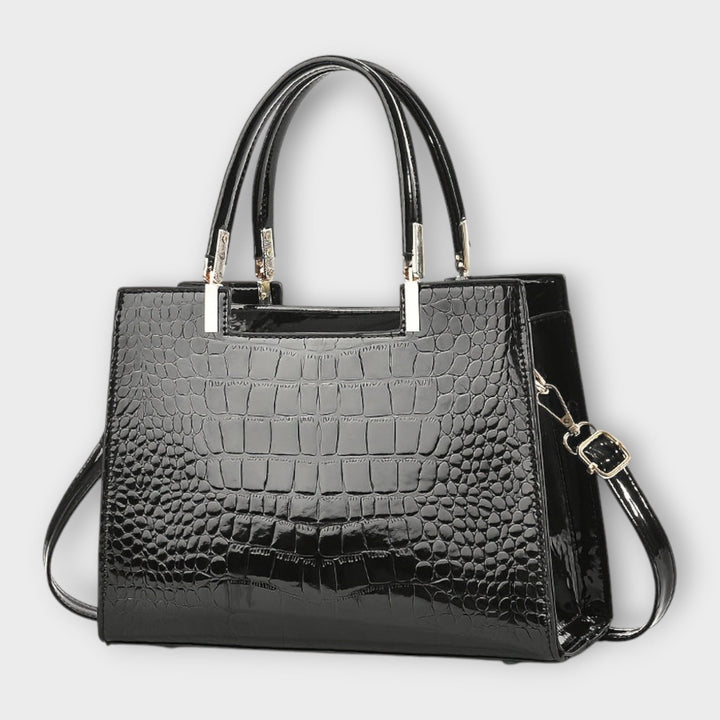 Bushra | Glossy Crocodile Pattern Handbag