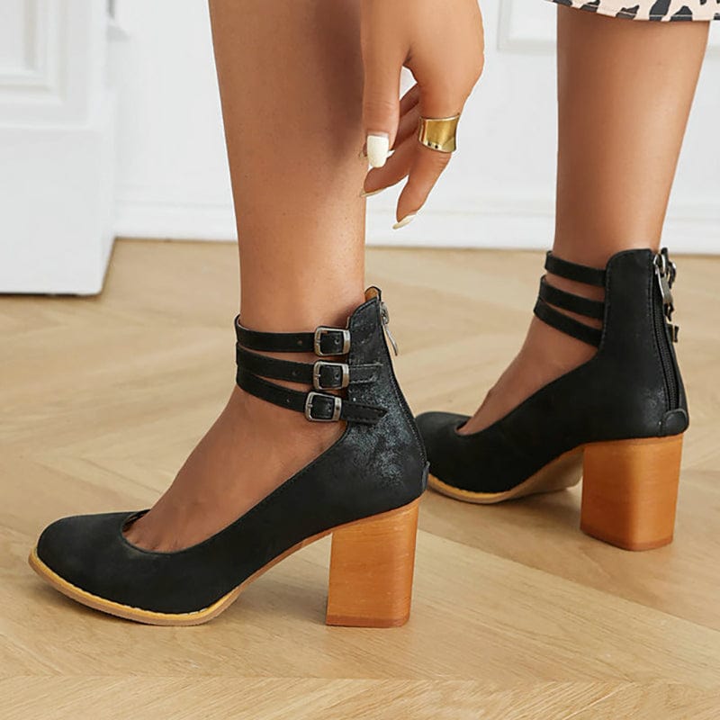 Reem |  Triple Buckle Heels