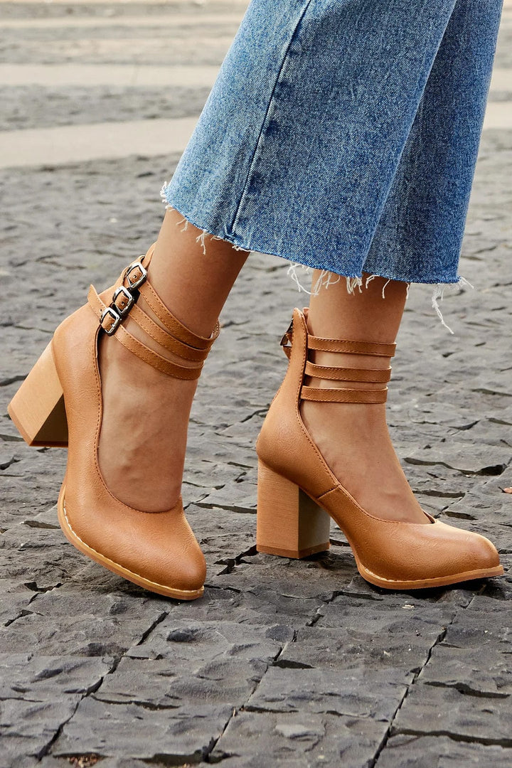 Reem |  Triple Buckle Heels