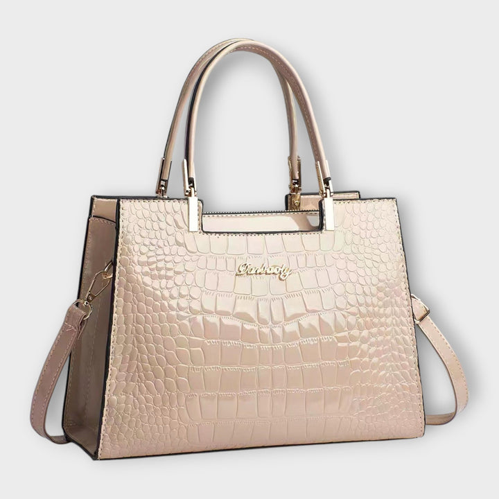 Bushra | Glossy Crocodile Pattern Handbag