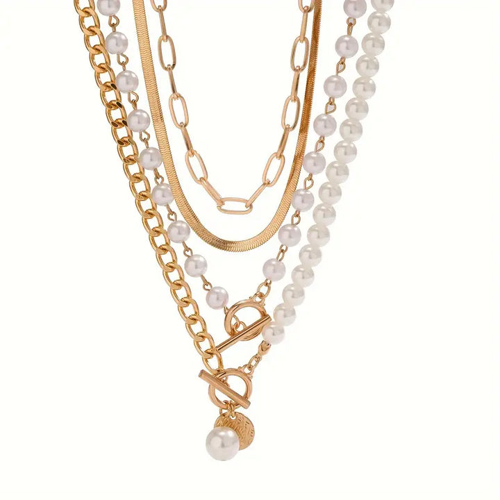 Pearl Harmony | Gold Layered Necklace Set