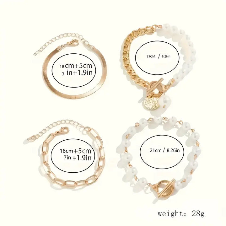 Pearl Link | Gold Bracelet Set